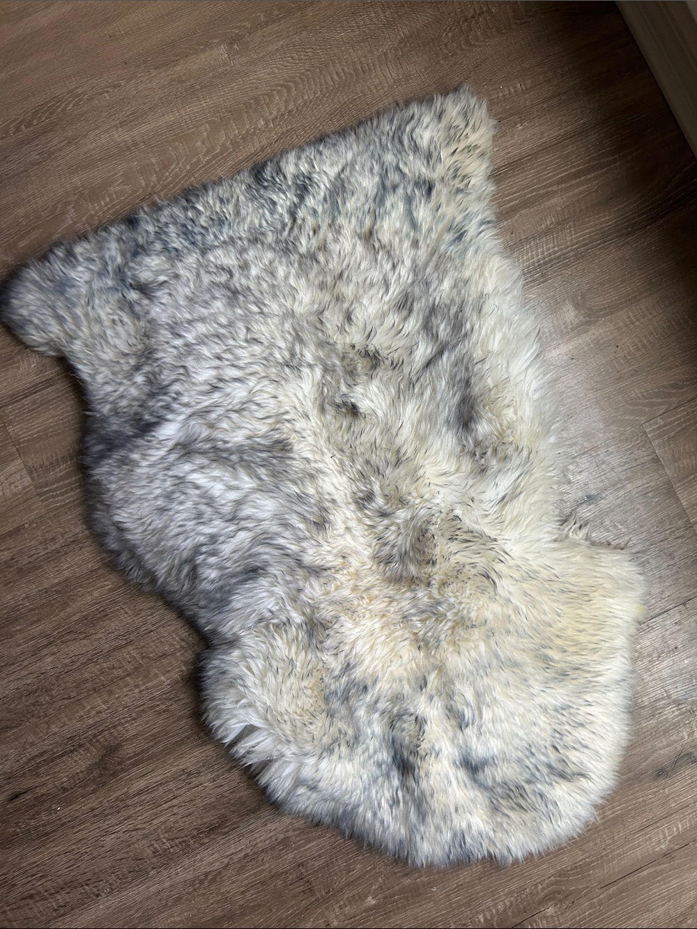 Plush Sheepskin Rug in Cream & Gray Tones
